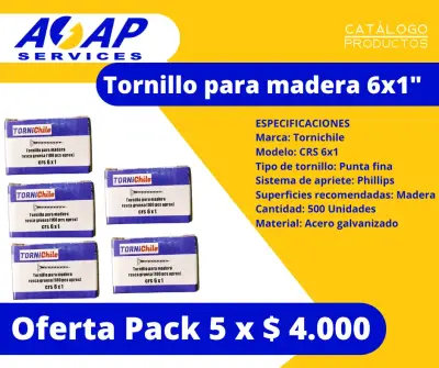 Pack 5 Cajas Tornillo para Madera 6x1" (500un) - miniatura 1