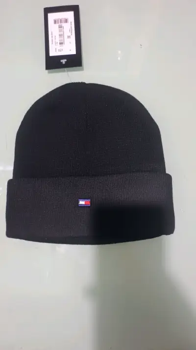 Gorro de lana negro unisex con logos - miniatura 5