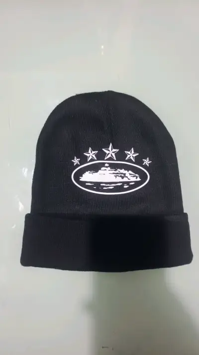 Gorro de lana negro unisex con logos - miniatura 6