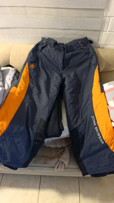 Pantalones de esquí unisex azul y naranja - miniatura 1