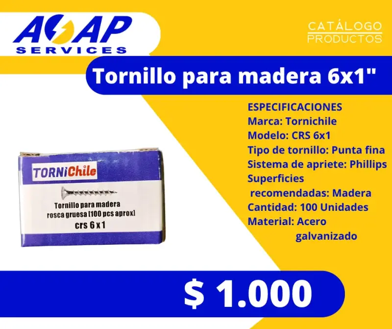 Caja Tornillo para Madera 6x1" (100un)
