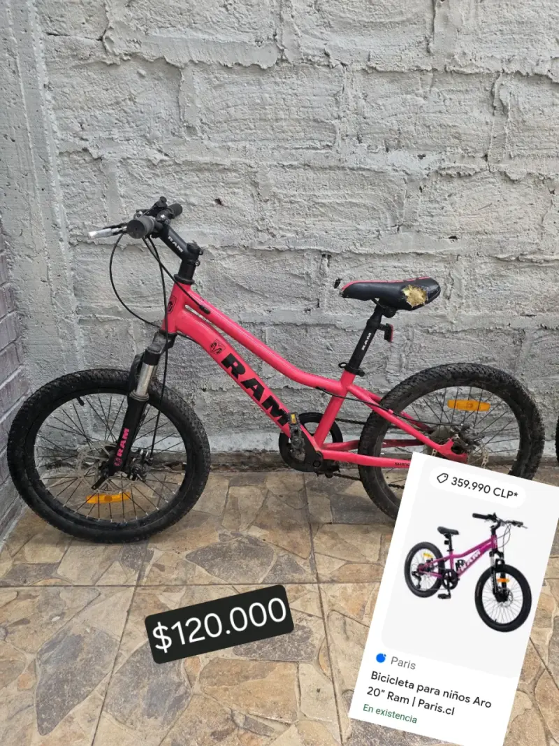 Bicicleta para niños Ram aro 20 rosa