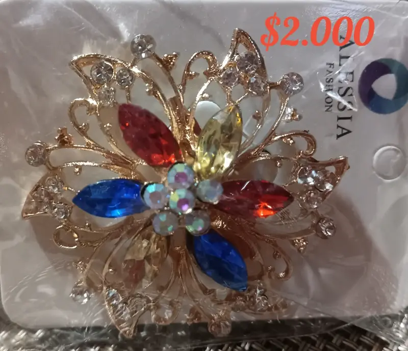 Broche de bisutería con piedras de colores - 2