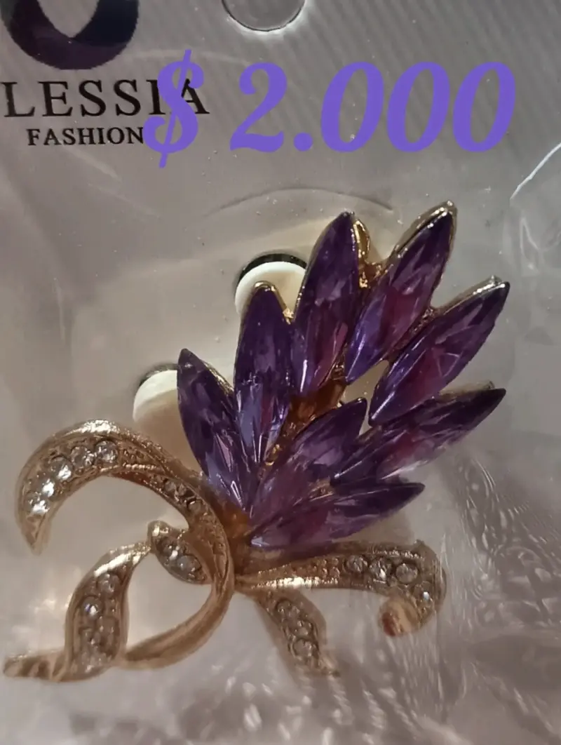 Broche de bisutería con piedras de colores - 4