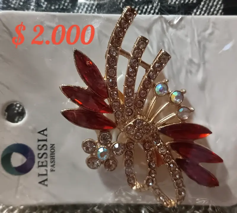 Broche de bisutería con piedras de colores - 6