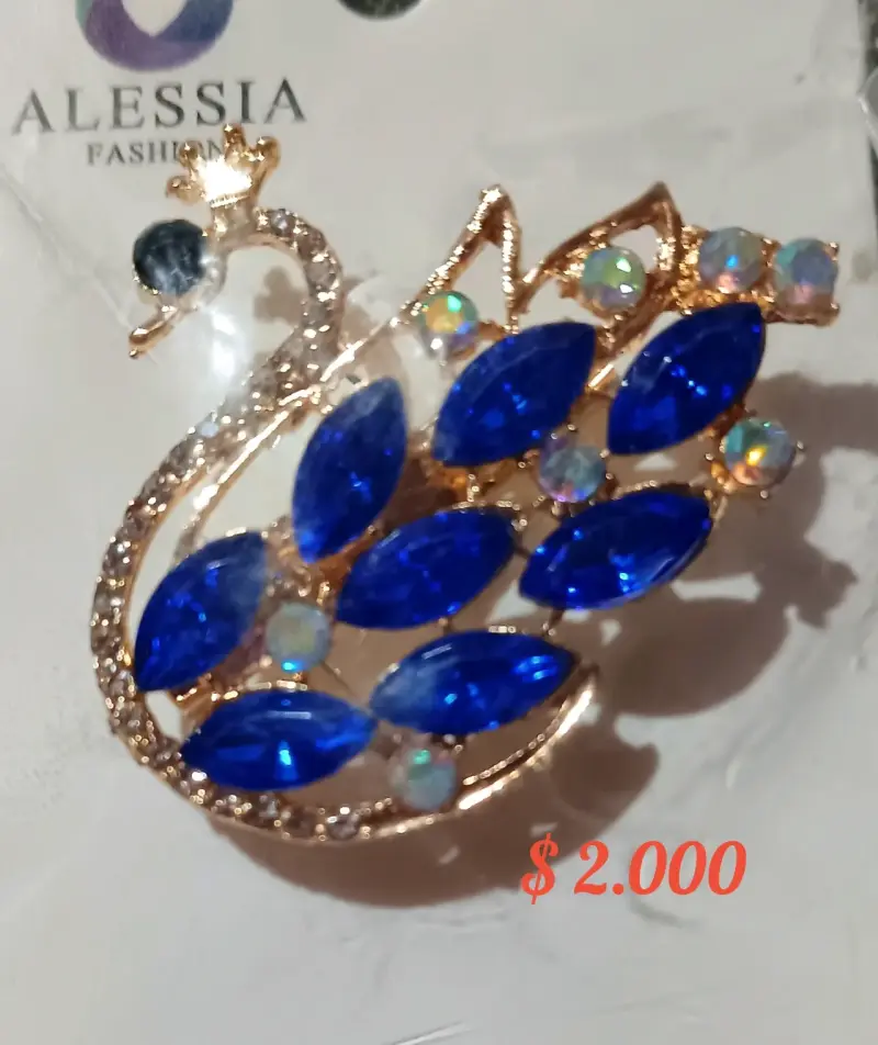 Broche de fantasía con diseño de pavo real y piedras brillantes - 5