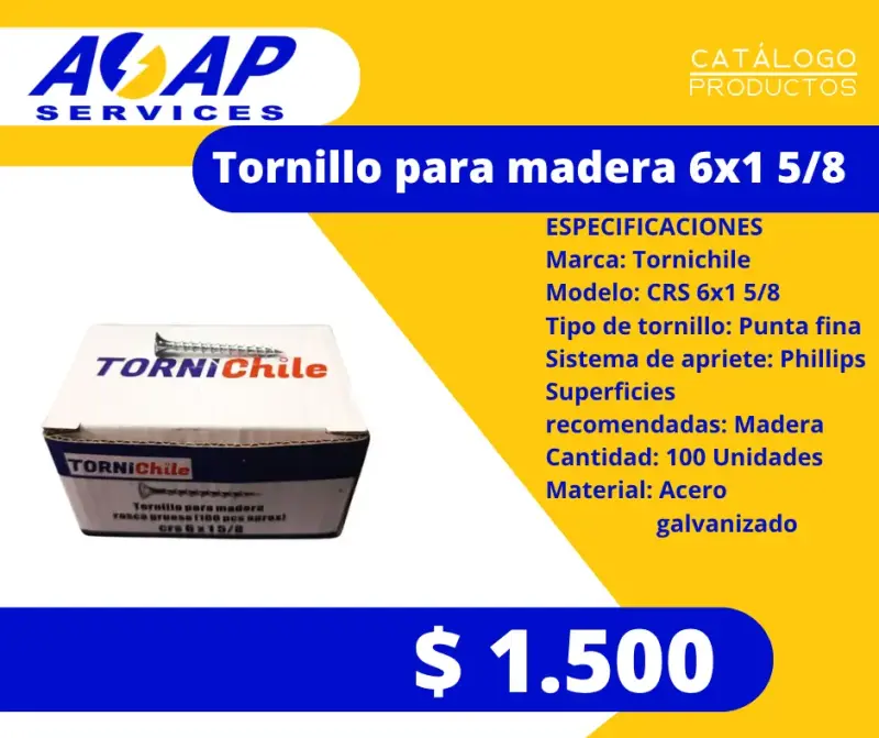 Caja Tornillo Madera 6x1-5/8" (100un)