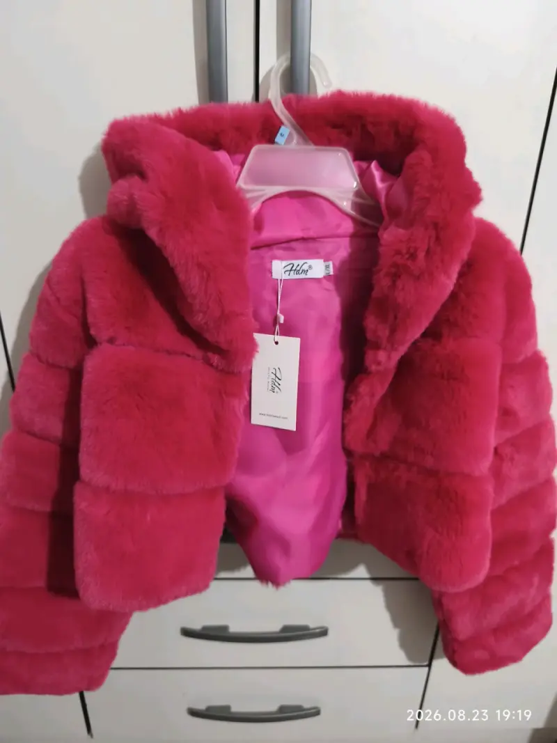 Chaqueta de piel sintética rosa para mujer talla M - 1