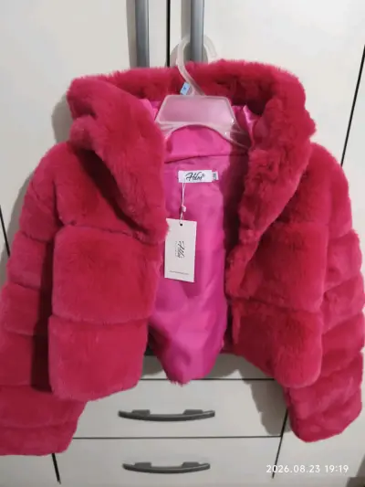 Chaqueta de piel sintética rosa para mujer talla M - miniatura 1