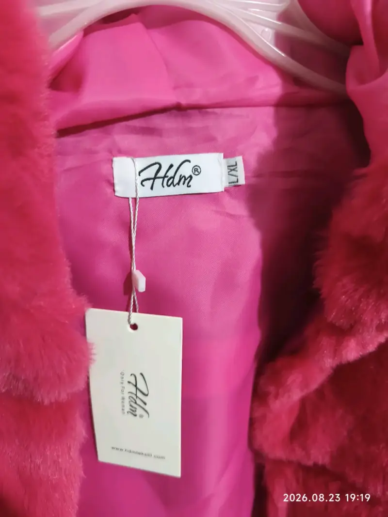 Chaqueta de piel sintética rosa para mujer talla M - 2