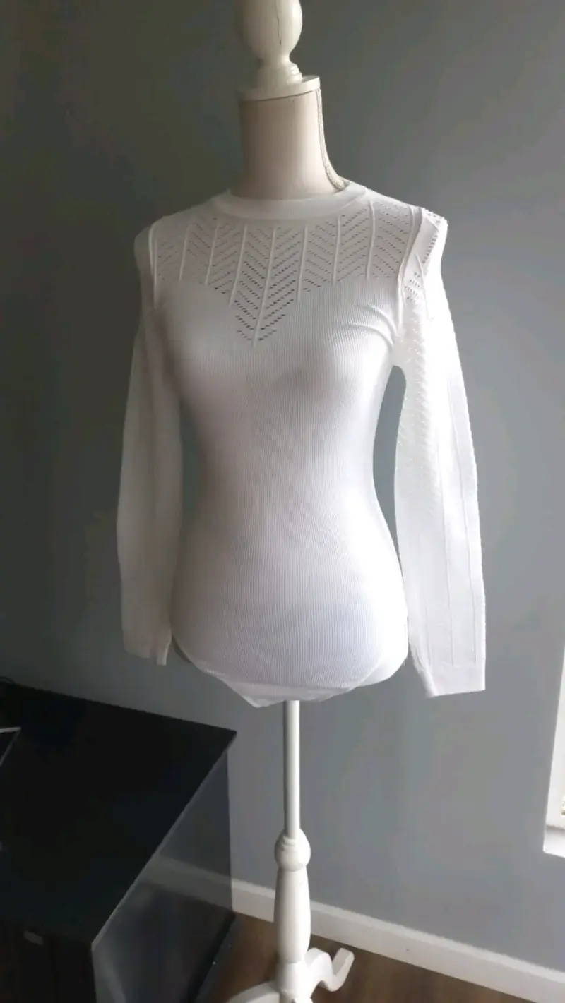 Body blanco de encaje para mujer - 1