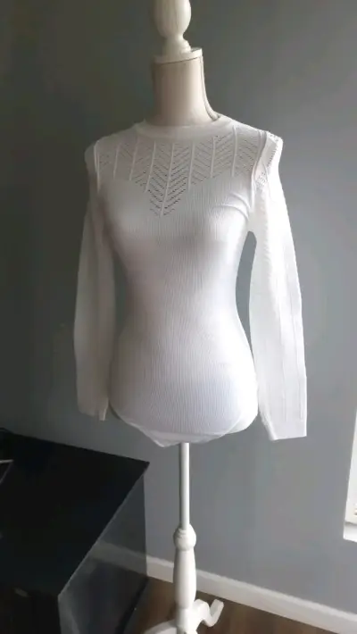 Body blanco de encaje para mujer - miniatura 1