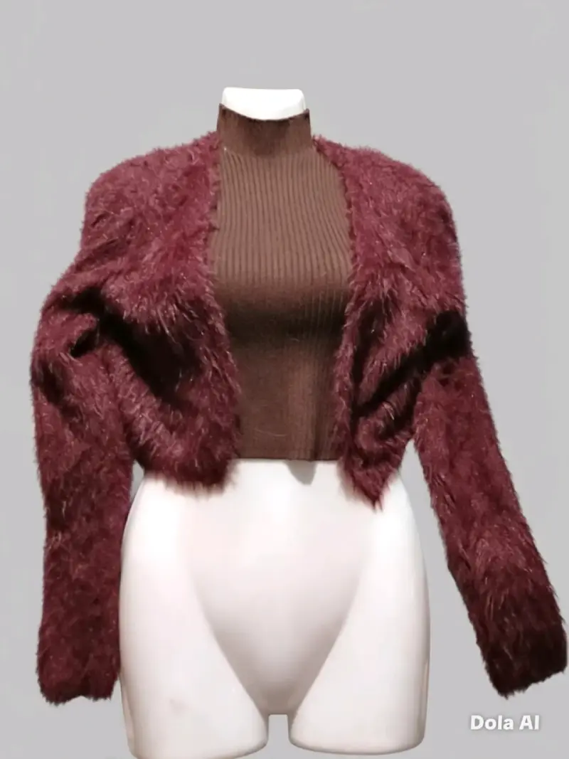 Chaqueta de Peluche Burdeos para Mujer