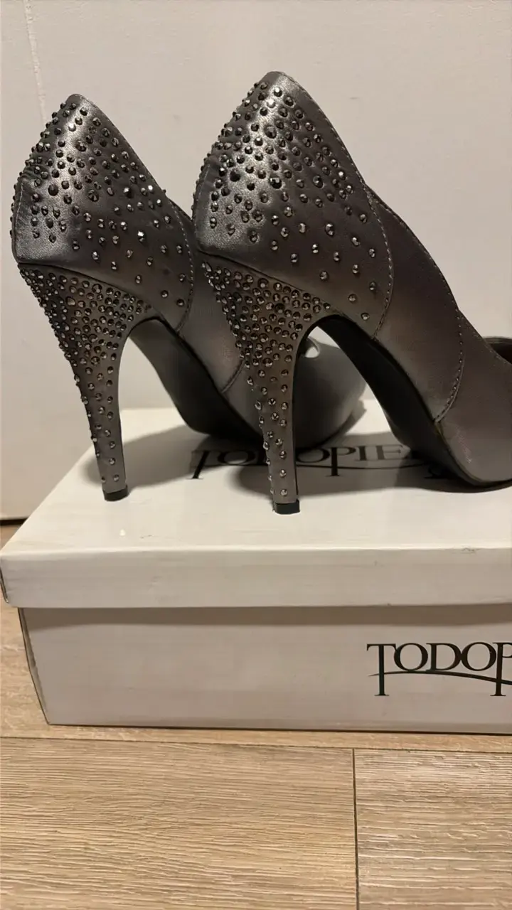 Zapatos de tacón abiertos plateados Todopiel - 5