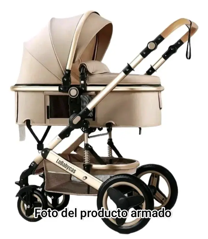 Coche de bebé plegable beige LuBabycas - 1