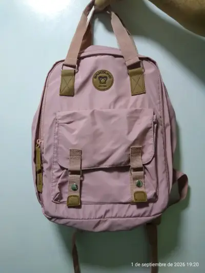 Mochila rosa Saxoline con bolsillos frontales - miniatura 1