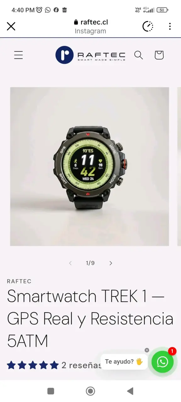 Smartwatch Raftec Trek 1 con GPS y Resistencia 5ATM - 1