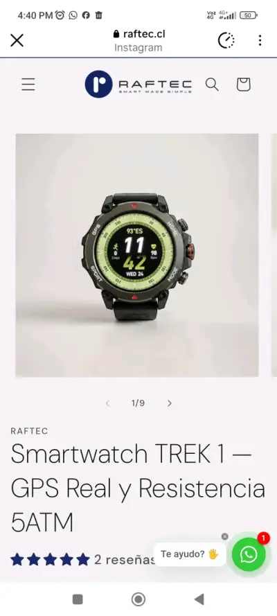 Smartwatch Raftec Trek 1 con GPS y Resistencia 5ATM - miniatura 1
