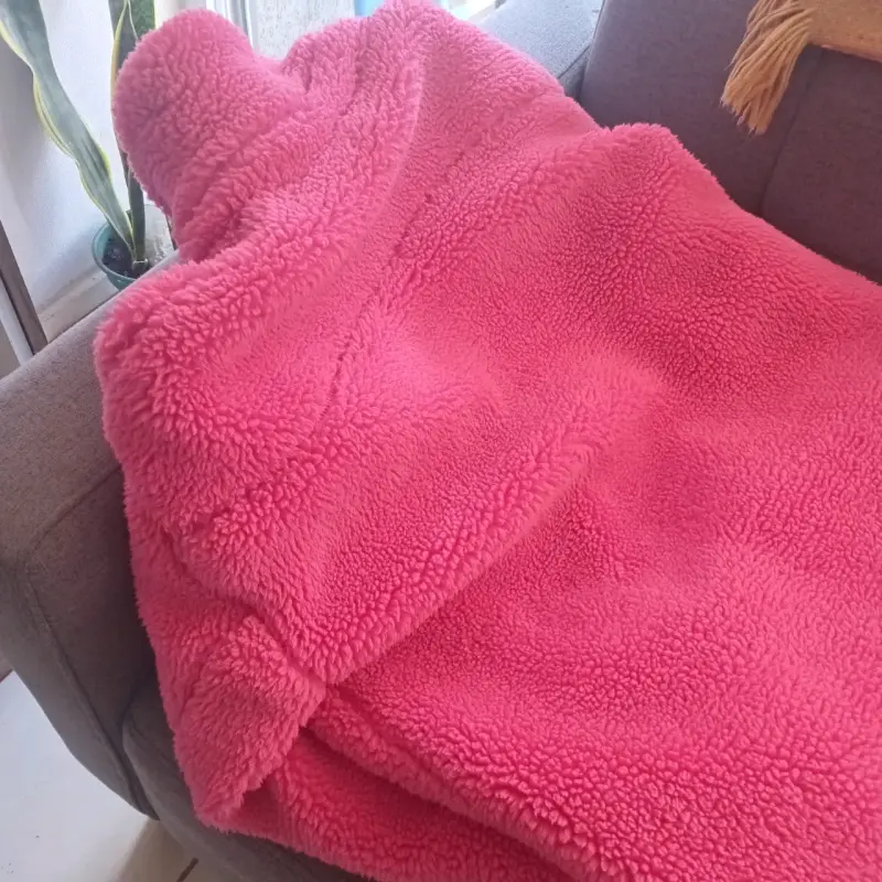 Chaqueta de lana sintética rosada para mujer - 1
