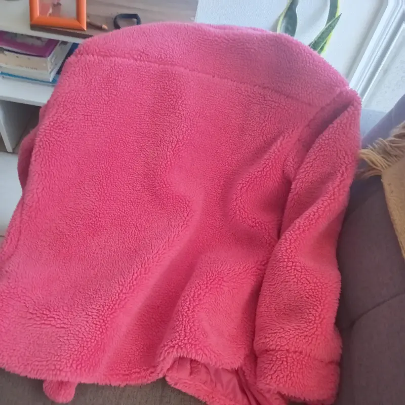Chaqueta de lana sintética rosada para mujer - 2