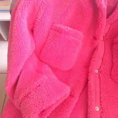 Chaqueta de lana sintética rosada para mujer - miniatura 3