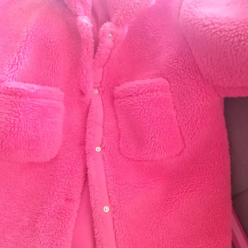 Chaqueta de lana sintética rosada para mujer - 5