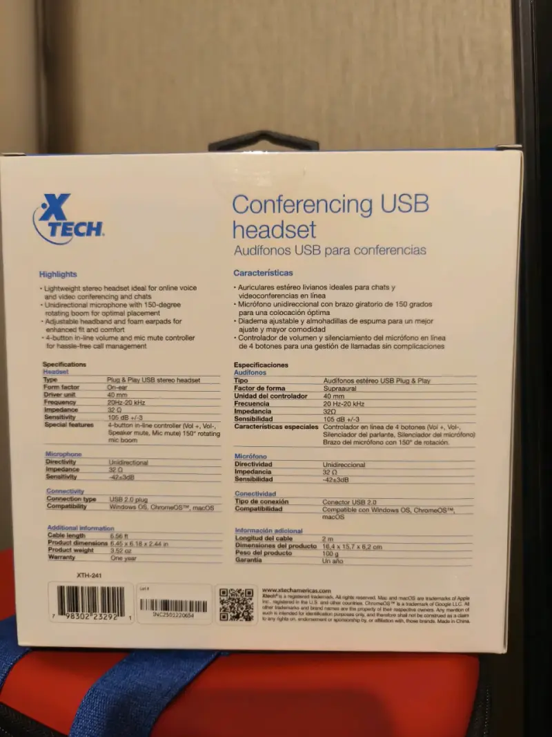 Audífonos USB para conferencias Xtech XTH241 - 2