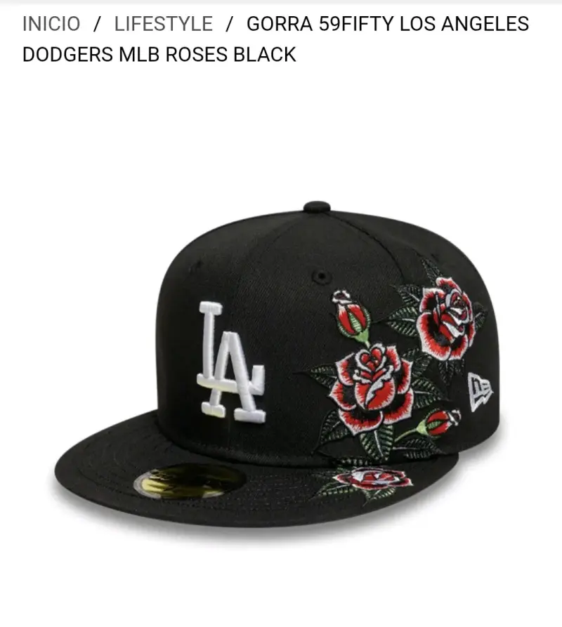 Gorra New Era Los Angeles Dodgers con Rosas. 7 3/4 - 2