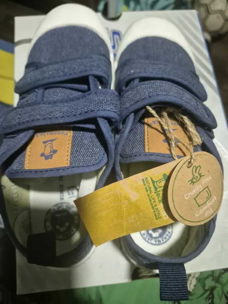Zapatillas de lona azul para niños con velcro - 4
