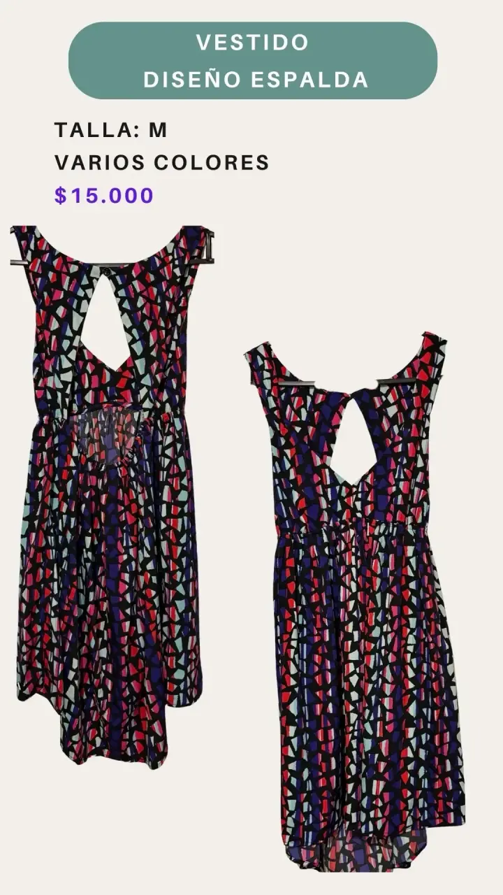 Vestido con diseño en la espalda, talla M