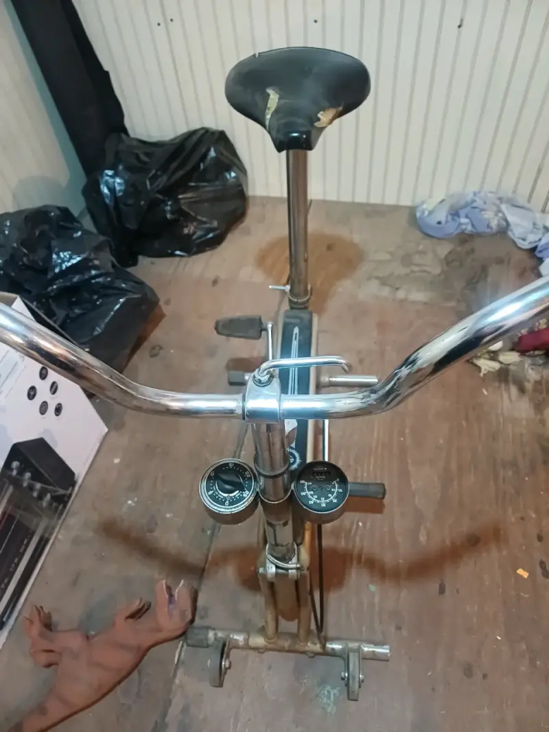 Bicicleta estática vintage con desgaste - 1