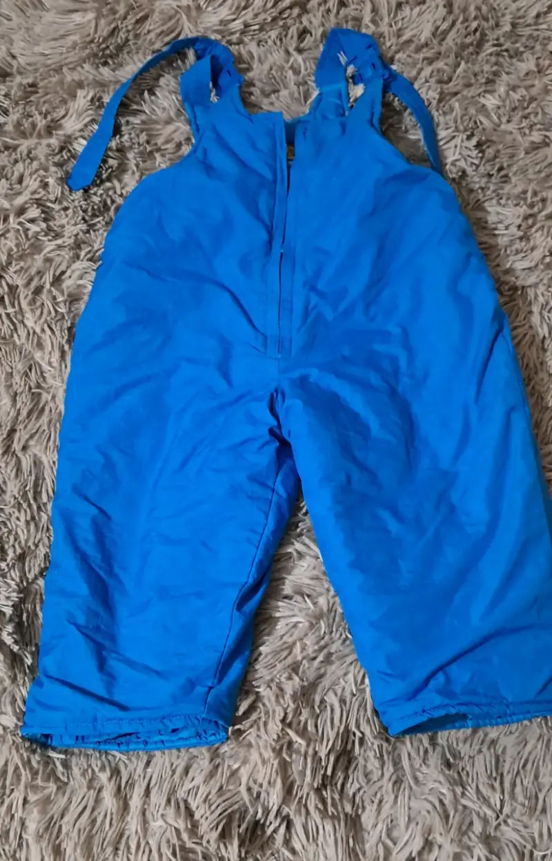 Pantalón de nieve azul para niños con tirantes - 1