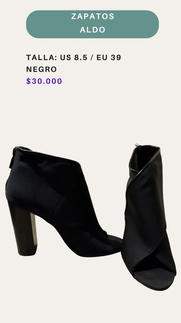 Botines de Tacón Negro Aldo Talla US 8,5