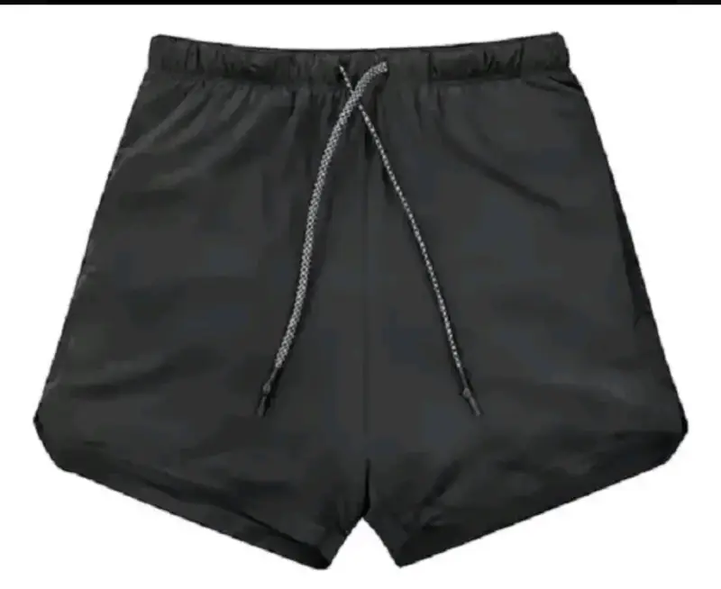 Shorts deportivos negros con bolsillo y cordón - 5
