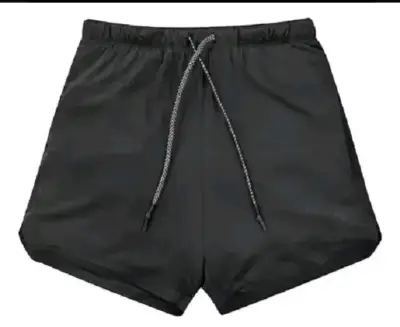 Shorts deportivos negros con bolsillo y cordón - miniatura 5