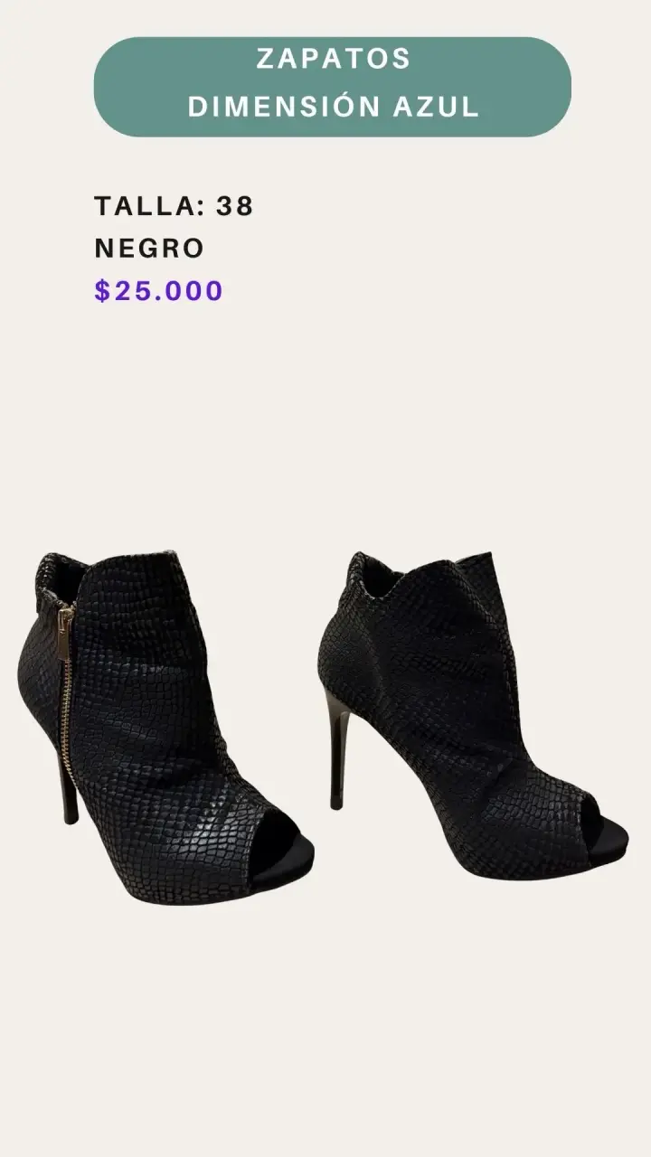 Botines de Tacón Negro Talla 38