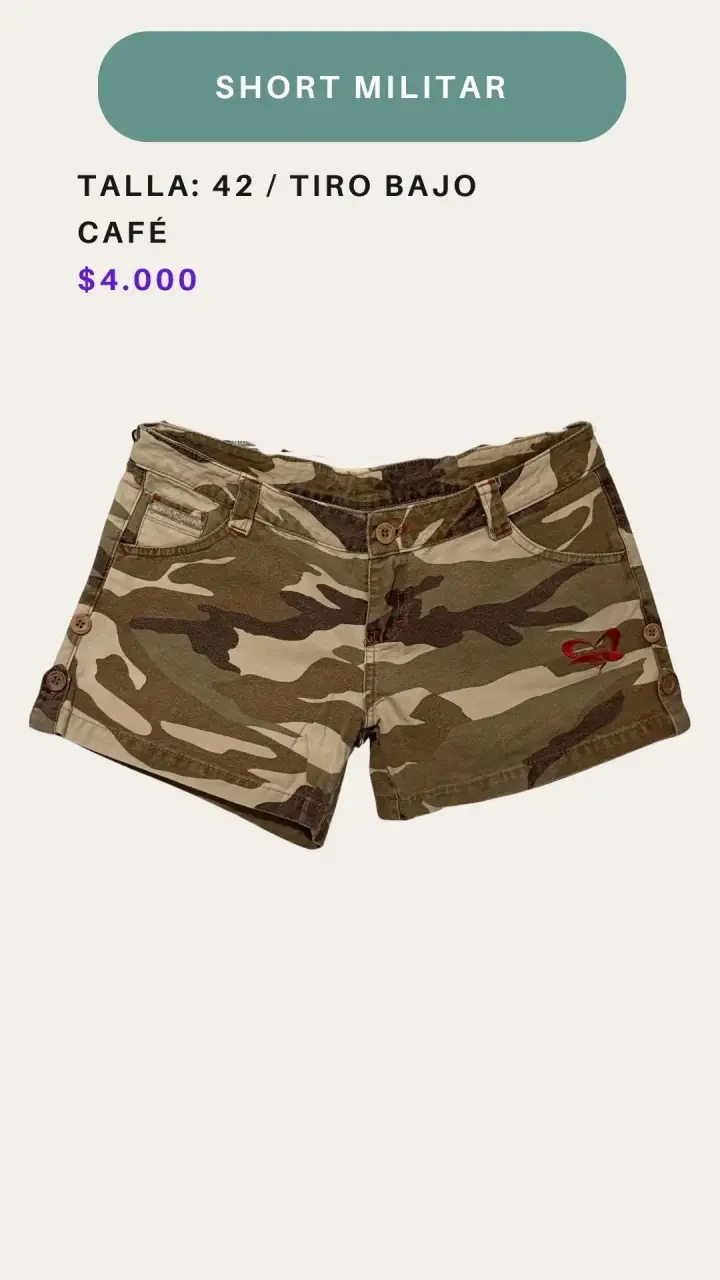 Short militar camuflado talla 42 café