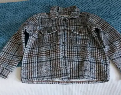 Chaqueta de lana a cuadros para mujer - miniatura 1