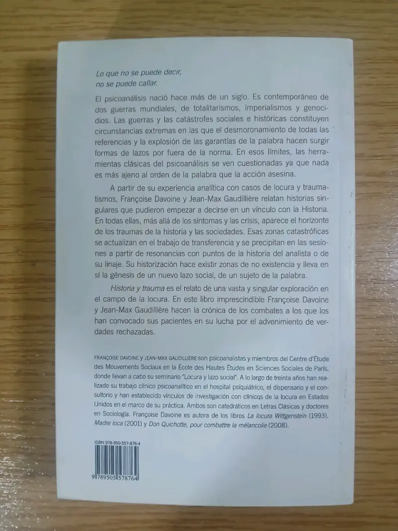 Libro Historia y Trauma de Françoise Davoine y Jean-Max Gaudillière - 2