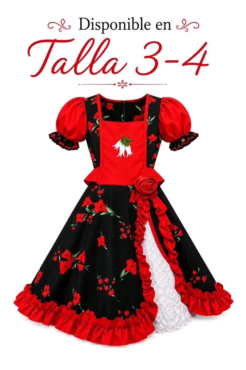 Vestido típico chileno para niña talla 3-4