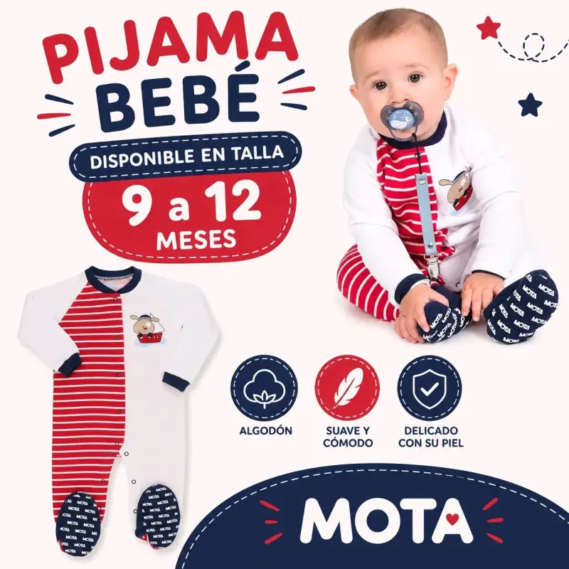Pijama de bebé 9 a 12 meses algodón Mota