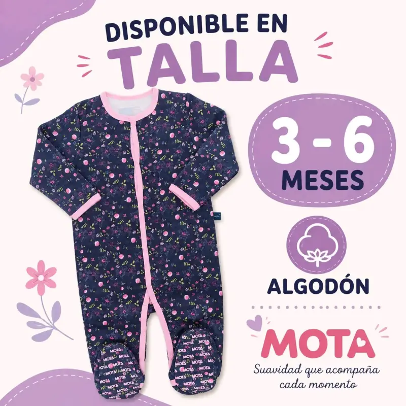 Enterito de algodón para bebé 3-6 meses Mota