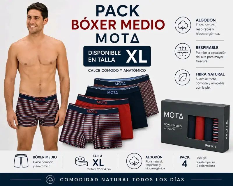 Pack de bóxer medio Mota talla XL