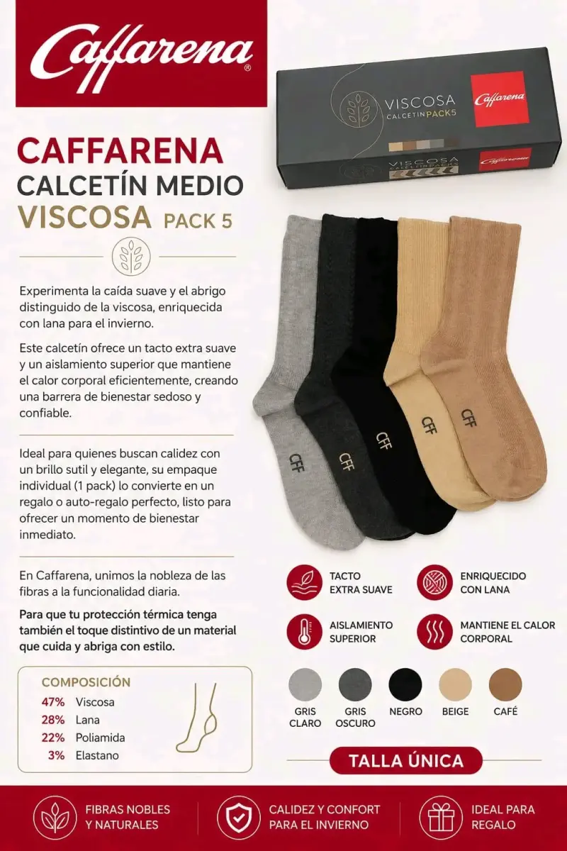Pack de 5 calcetines Caffarena mujer con caja
