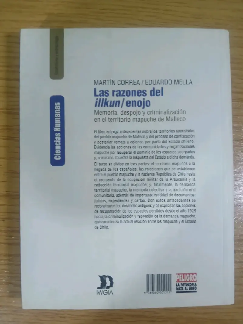 Libro 'Las razones del illkun/enojo' de Martín Correa y Eduardo Mella - 2