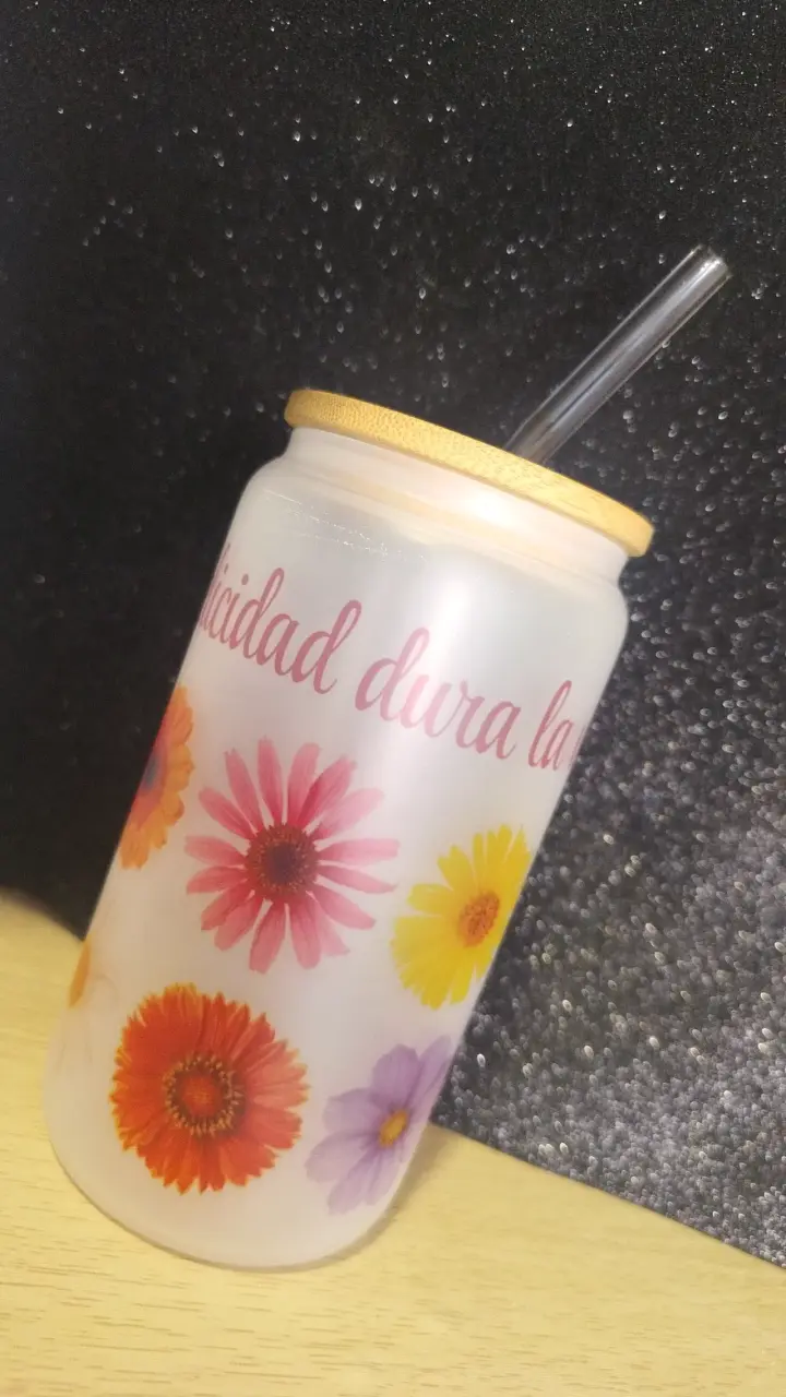 Vaso de vidrio con diseño de frases divertidas - 6