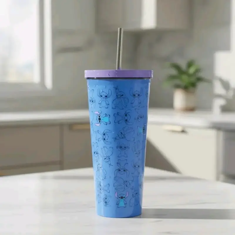 Vaso térmico azul con diseño de Stitch