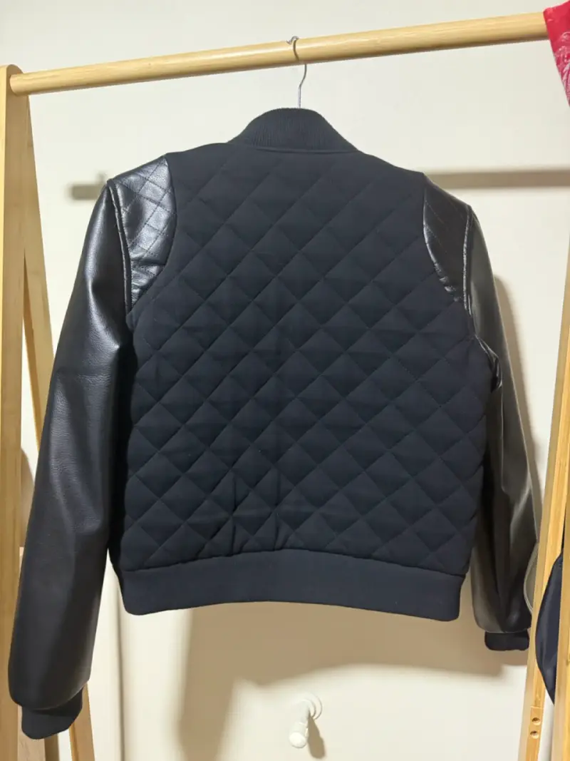 Chaqueta bomber negra Armani Exchange con mangas de cuero - 4