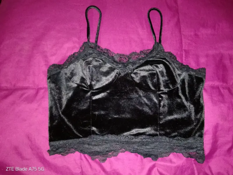 Conjunto de tops de encaje y terciopelo para mujer - 3