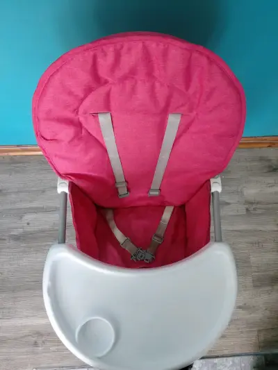 Silla de comer para bebé plegable color rosa - miniatura 1